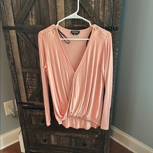 Bobeau Women's Pink Long Sleeve Top